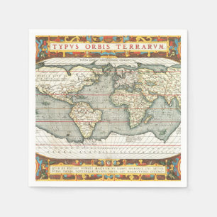 Servilleta De Papel Mapa del Mundo de Vintage de Abraham Ortelius 1587
