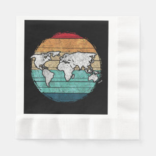 Servilleta De Papel Mapa del mundo retro