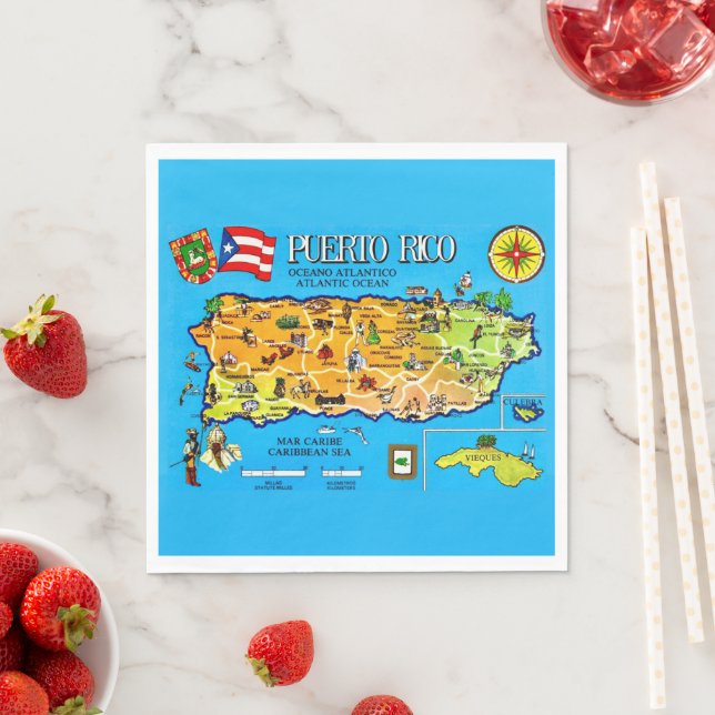 Servilleta De Papel Mapa del país de Puerto Rico (In situ)