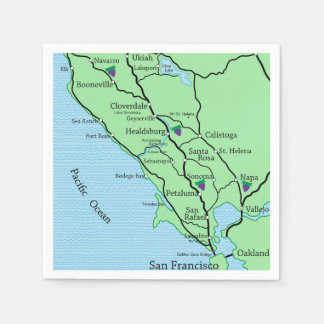 Servilleta De Papel Mapa del País Vino de Napa Sonoma