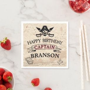 Servilleta De Papel Mapa del Tesoro Pirata Antiguo Feliz Cumpleaños