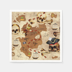 Servilleta De Papel Mapa del tesoro pirata Skull and Crossbone