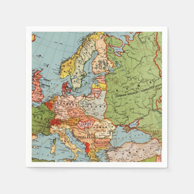 Servilleta De Papel Mapa estándar de la vieja Europa del siglo XX (Anverso)