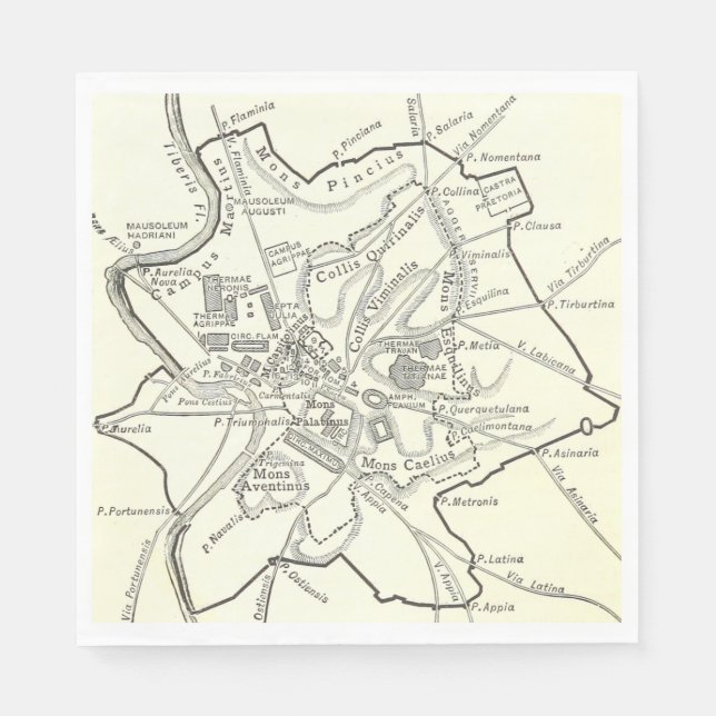 Servilleta De Papel Mapa histórico de la ciudad de Roma (Anverso)