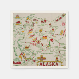 Servilleta De Papel Mapa Ilustrado de Alaska