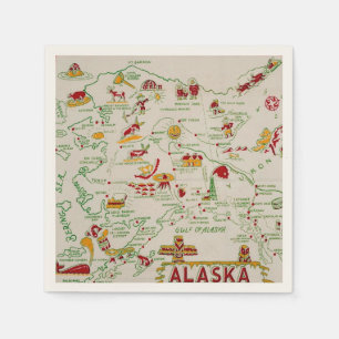 Servilleta De Papel Mapa Ilustrado de Alaska