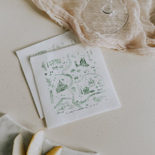 Servilleta De Papel Mapa Ilustrado de Italia Esbozado   Boda
