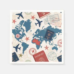 Servilleta De Papel Mapa Mundial de Viajes Patrón