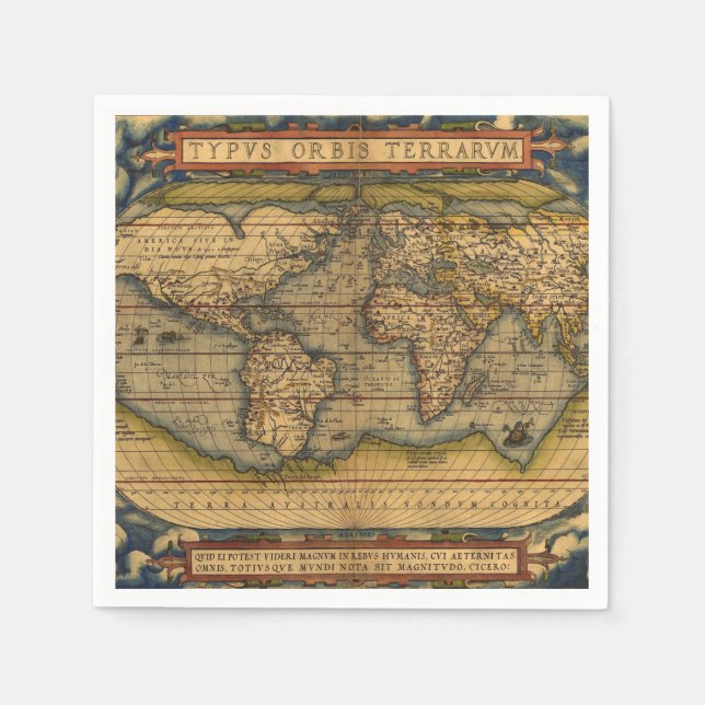 Servilleta De Papel Mapa Mundial Viaje Antiguo Ortelius Europa (Anverso)