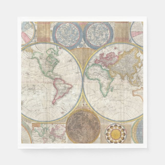 Servilleta De Papel MAPA MUNDIAL Vintage (Anverso)