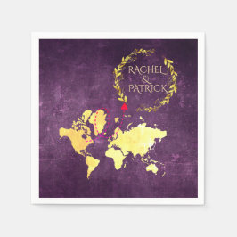 Servilleta De Papel Mapa Personalizado del Viaje del Amor Boda