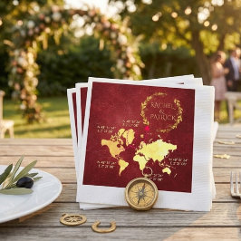 Servilleta De Papel Mapa Personalizado del Viaje del Amor Boda