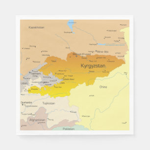 Servilleta De Papel Mapa político de Kirguistán y Asia Central