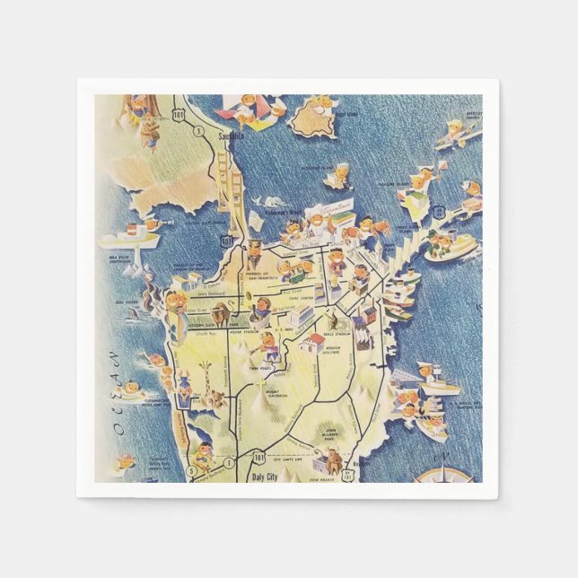 Servilleta De Papel Mapa Tarantino de San Francisco (Anverso)