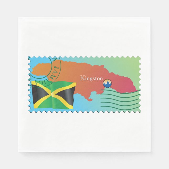 Servilleta De Papel Mapa Y Bandera De Kingston Jamaica (Anverso)