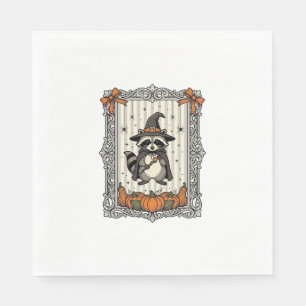 Servilleta De Papel Mapache De Halloween Bruja Calabaza Vintage Bonito