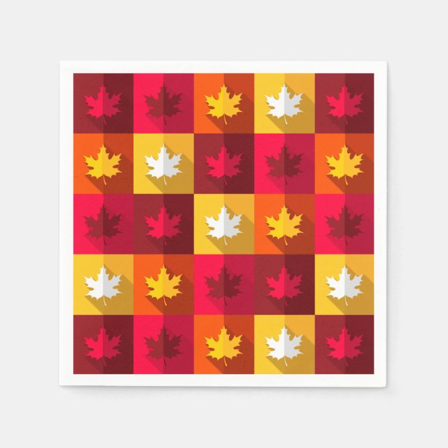 Servilleta De Papel Maple de otoño deja un brillante mosaico (Anverso)