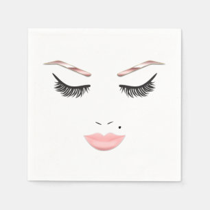 Servilleta De Papel Maquillaje Rosa Dorado Cara Cejas Labios Belleza G
