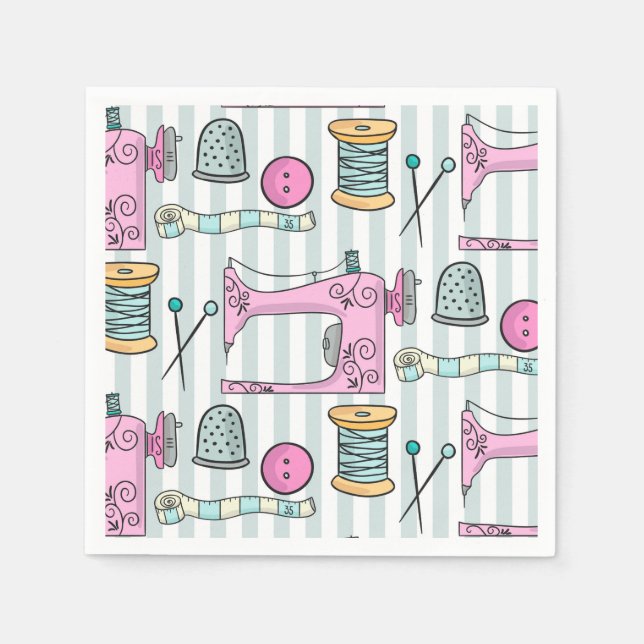 Servilleta De Papel Máquina de coser - Albornoces rosados (Anverso)