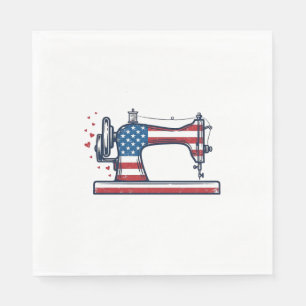 Servilleta De Papel Máquina de coser patriótica grabado vintage Vector
