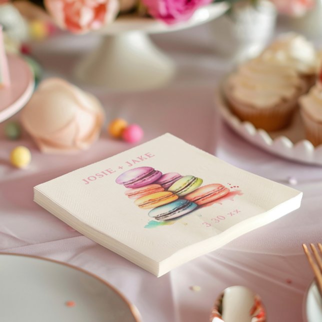 Servilleta De Papel Maquinaria divertida pintura salpicar macarons (Fun watercolor paint splash macaroons napkin)