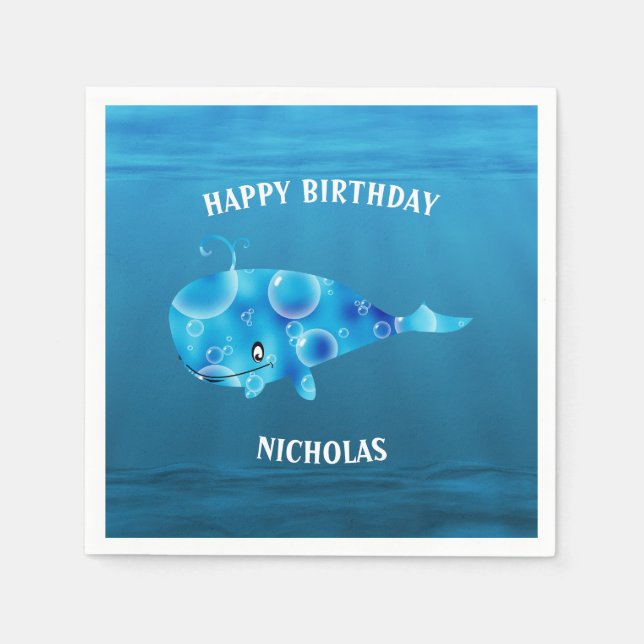 Servilleta De Papel Mar Azul Y Ballena (Anverso)