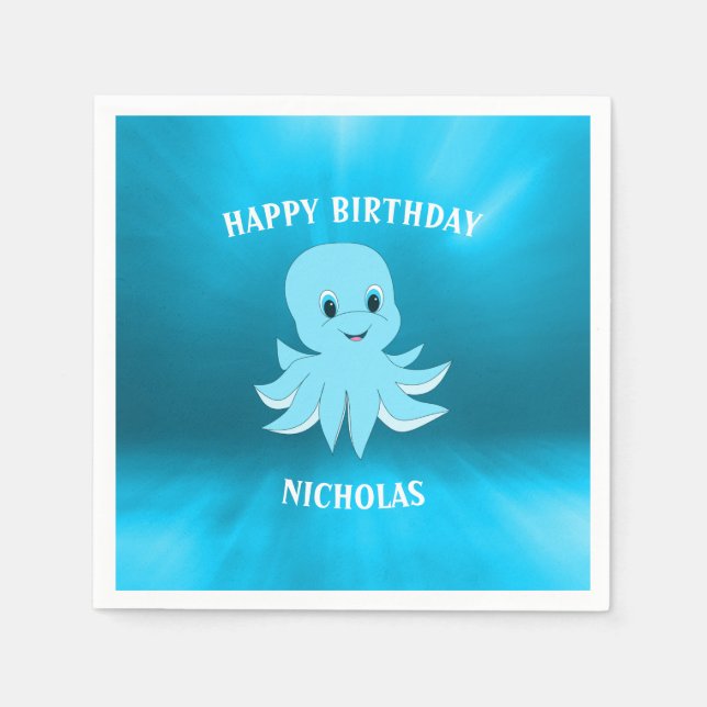 Servilleta De Papel Mar Azul Y Octopus (Anverso)