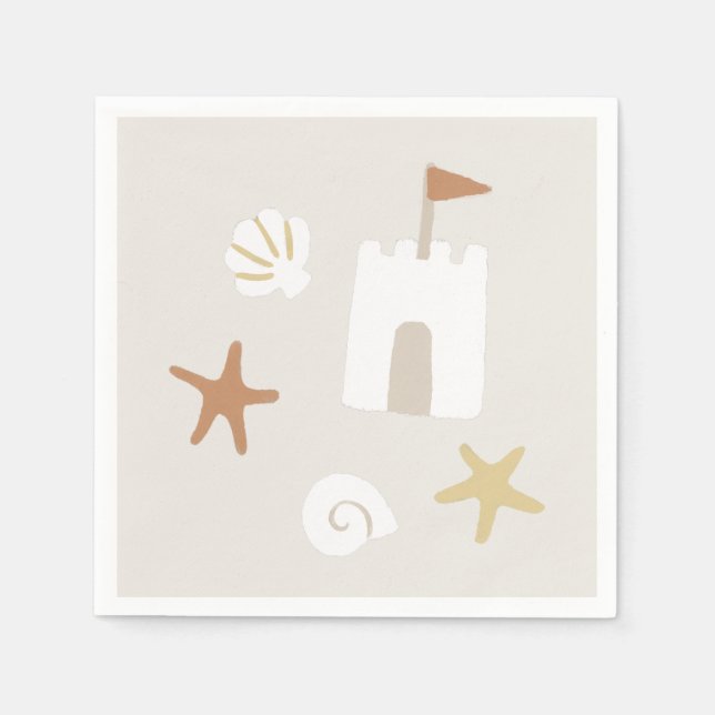 Servilleta De Papel Maravilla Cute Beach Sandcastle Starfish (Anverso)