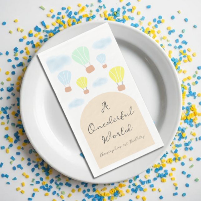 Servilleta De Papel Maravilloso mundo globo aerostático 1º cumpleaños (Subido por el creador)