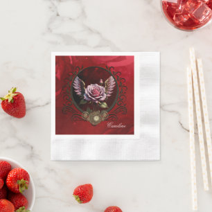 Servilleta De Papel Maravilloso rosa steampunk con alas