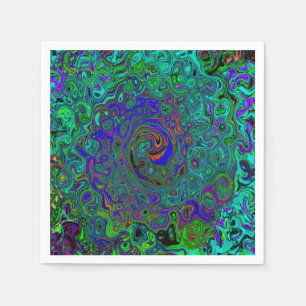 Servilleta De Papel Marble azul y acuamarina Resumen Swirte retro
