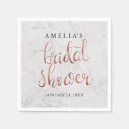 Servilleta De Papel Marble Faux Rosa Gold Bridal Shower Napkin