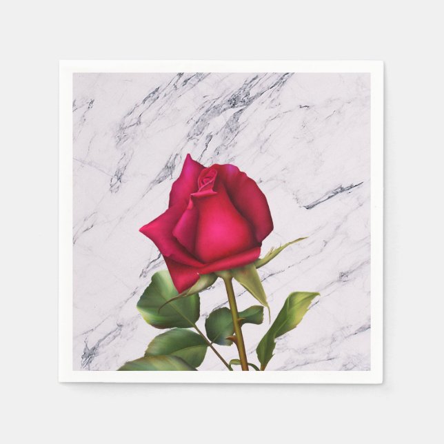 Servilleta De Papel Marble rosa rojo moderno Glam Bridal Shower Fiesta (Anverso)