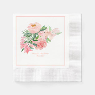 Servilleta De Papel Marca de agua rosa floral Nombre Fecha Bebé Chica 