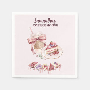 Servilleta De Papel Marca de Café Patisserie Acuarela Rosa Rubor