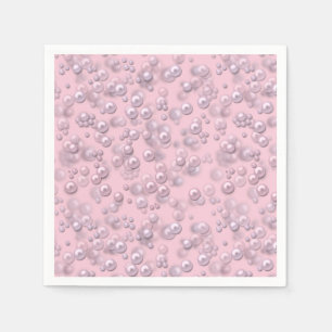 Servilleta De Papel Marcadores de perlas blancas en terciopelo rosa