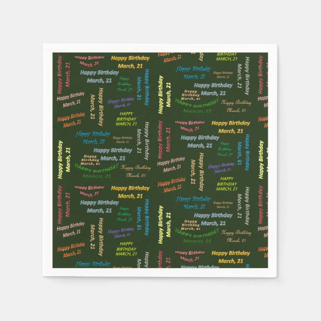 Servilleta De Papel Marcha de las servilletas de papel, 21 cumpleaños (Anverso)