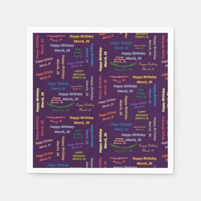 Servilleta De Papel Marcha de las servilletas de papel, 26 cumpleaños (Anverso)