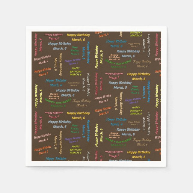 Servilleta De Papel Marcha de las servilletas de papel, 6 cumpleaños (Anverso)