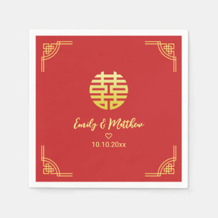 Servilleta De Papel Marco chino de bodas dorado doble xi