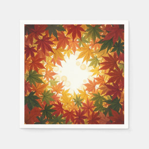 Servilleta De Papel Marco circular de hoja de arce vibrante de otoño