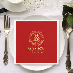 Servilleta De Papel Marco circular doble felicidad boda china