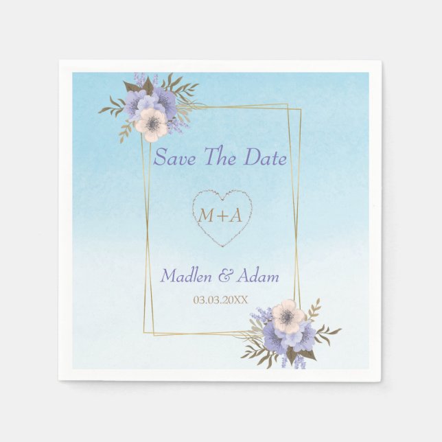 Servilleta De Papel Marco con flores (Anverso)