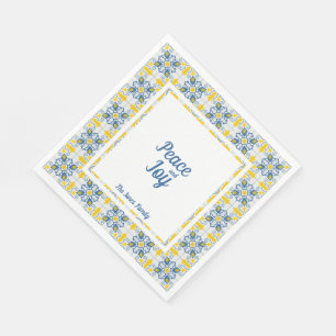 Servilleta De Papel Marco de azulejos de bonito portugués para Navidad