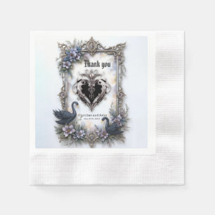 Servilleta De Papel Marco de Boda Cisne Negro – Amor Romántico Gótico