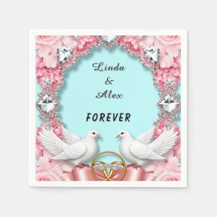 Servilleta De Papel Marco de boda elegante con palomas blancas