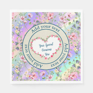 Servilleta De Papel Marco de Corazón Floral Elegante: para todas las o