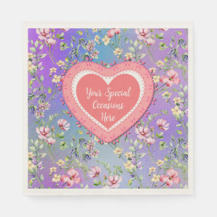 Servilleta De Papel Marco de Corazón Floral Elegante: para todas las o
