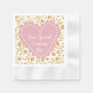 Servilleta De Papel Marco de Corazón Floral Elegante: para todas las o