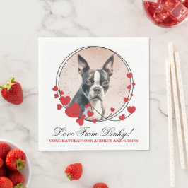 Servilleta De Papel Marco de corazón rojo de Boston Terrier Perro Foto
